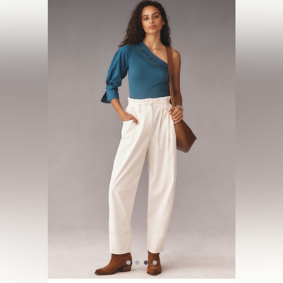 NWT Anthropologie  One-Shoulder Puff Sleeve Top XL cotton - Picture 3 of 13